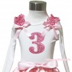 White Tank Top Light Pink Sequins Ruffles Light Pink Bow & 3rd Sparkle Light Pink Birthday Number Print TB1005